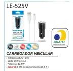 Carregador Veicular Cabo V8 Turbo 3.4A LE-525V - LELONG