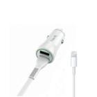 Carregador Veicular com 2 Portas USB 2.4 com Cabo Lightning