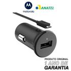 Carregador Veicular Motorola Turbo Power 18w - Cabo Micro Usb Preto - Moto E5 Plus, G4 Plus, G5 Plus, G6 Play, E7 Plus, G4 Play, G5, G8 Power Lite