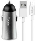 Carregador Veicular Yookie PC1 Dual 12W Micro-USB - Prata