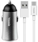 Carregador Veicular Yookie PC1 Dual 12W USB-C - Prata