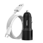 Carregador Veicular Yookie PC4 - 2X USB - com Cabo USB Tipo C - 3.0A - Preto