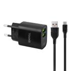 Carregador Yookie KI96Y - 3.1A - 2X USB - Cabo Tipo C - Bivolt - Preto