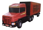 Caminhão Carreta Scania Baú Coca Cola Brinquedo Plástico e Madeira 90cm