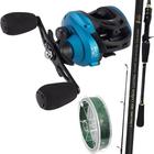 Carretilha M21 Pro Slim Azul Vara de Carbono Kit Pesca 15kg