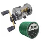 Carretilha Perfil Alto Shimano Corvalus 401 Esquerda + Linha Multi 300m