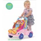 Carrinho Andador Bebê Passeio Infantil p/ Boneca Rosa Mercotoys