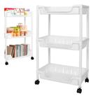 Carrinho Auxiliar Organizador Multiuso Cozinha Fruteira Manicure Brinquedos 3 Cestos Prateleira Lavanderia Quarto Banhei