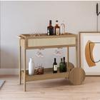 Carrinho Bar 1 Gaveta 112cm com Porta Taças Palhinha Pé Madeira Oslo Hanover