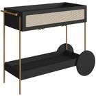 Carrinho Bar Com Porta Taças Industrial Indy A03 Nero Dourado - Lyam Decor