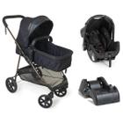 Carrinho Bebê Galzerano Napoli 3 em 1 Berço Passeio Moisés Bebê Conforto Grid Travel System TRIO Reclinável Dobrável Viagem 15Kg Preto Base para Carro