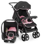 Carrinho Berço de Bebê com Bebê Conforto Joy 0 a 15kg Preto e Rosa Tutti Baby