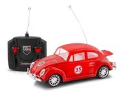 Carrinho Brinquedo Fusquinha De Controle Remoto Infantil Acende Farol (Vermelho) - DM TOYS