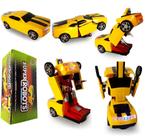 Carrinho Camaro Amarelo Transformers Vira Robô Luz E Som