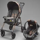 Carrinho com Bebe Conforto Galzerano Romano Preto Cobre