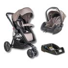 Carrinho compass iii + bebe conforto casulo click compass melange cappuccino + base - kiddo