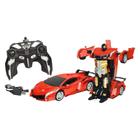 Carrinho Controle Remoto Vermelho 36cm Que Transforma Em Robô Bateria Recarregável DMT5397 - DM Toys