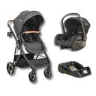 Carrinho cosmos melange + bebe conforto casulo click para cosmos preto (415opp) + base - kiddo