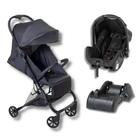 Carrinho de bebe bali preto + bebe conforto grid + base - galzerano