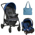 Carrinho de Bebê Ecco + Bebê Conforto Touring X Azul e Bolsa