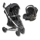 Carrinho de bebe helios ii melange preto + bebe conforto casulo click (415h) - kiddo