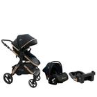Carrinho de Bebê Kansas Preto com Bebê Conforto e Base - Premium Baby