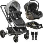 Carrinho de Bebe Kiddo Winner com Bebe Conforto e Base Cinza