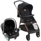 Carrinho de Bebê Lui Travel System Burigotto Preto Cobre com Bebê Conforto