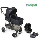 Carrinho de bebe moises napoli preto cobre + bebe conforto grid + base - galzerano