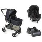 Carrinho de Bebê Napoli Travel System até 15Kg + Bebê Conforto Grid + Base Preto/Cobre Galzerano