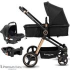 Carrinho de Bebê Travel System e Bebe Conforto Aston Black e Gold - Premium Baby