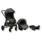 Carrinho de bebe trio com bebe conforto e base kansas cinza/preto - premium baby