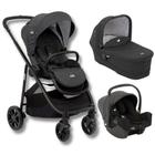 Carrinho de bebe versatrax preto pavamet + bebe conforto + moises - joie