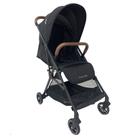 Carrinho de Bebê Zurich Preto c/ Couro Marrom - Premium Baby