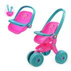 Carrinho De Boneca + Bebe Conforto Baby Love Com Kit Papinha - Usual Brinquedos