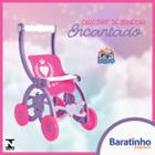 Carrinho de Boneca Infantil Encantado Rosa Passeio 60cm Lugo