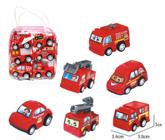 Carrinho de Brinquedo Fricção Kit Com 6 Carros + Bolsa Bombeiros