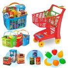 Carrinho de Compras Supermercado Com Acessórios Infantil Assento para Boneca Frutas - Magic Toys