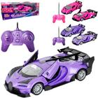 Carrinho De Controle Remoto Com Luzes Led Abre Portas Roxo E Rosa - Dm Toys