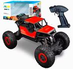 Carrinho de Controle Remoto Recarregável Com Suspensão Off-Road Asfalto Terra Grama Brinquedo Infantil Big Foot Vermelho