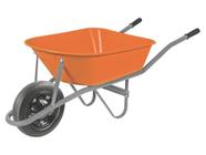 Carrinho de mao braco metalico cacamba plastica funda laranja pneu macico borracha tramontina