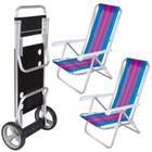 Carrinho de Praia + 2 Cadeiras de Praia Aluminio 8 Posicoes Mor