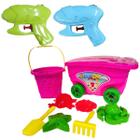 Carrinho De Praia E 2 Lançadores De Água Infantil Com Acessórios Arminha De Brinquedos GGB E DM Toys