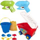 Carrinho De Praia Infantil Com Acessórios E 2 Lançadores De Água Arminha De Brinquedos GGB E DM Toys
