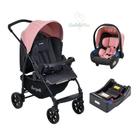 Carrinho ecco rosa cinza + cadeira touring x + base- burigotto