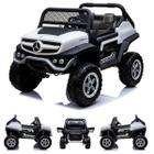 Carrinho Elétrico Infantil Mercedes Benz Unimog 24v 8kmh Suporta 30kg Controle Remoto Luz/Som Branco