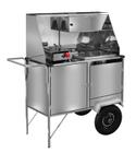 Carrinho Hot Dog + Lanche Luxo T. Inox 430 com Rodas Pneumáticas e Guarda Sol L10P/GS Cefaz