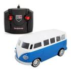 Carrinho Kombi De Controle Remoto Total 4 Funçôes Acende Farol (Azul) - DM TOYS