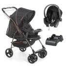 Carrinho milano cabo reversivel ii preto cobre + bebe conforto grid + base- galzerano