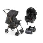 Carrinho milano cabo reversivel ii preto cobre + bebe conforto grid + base- galzerano